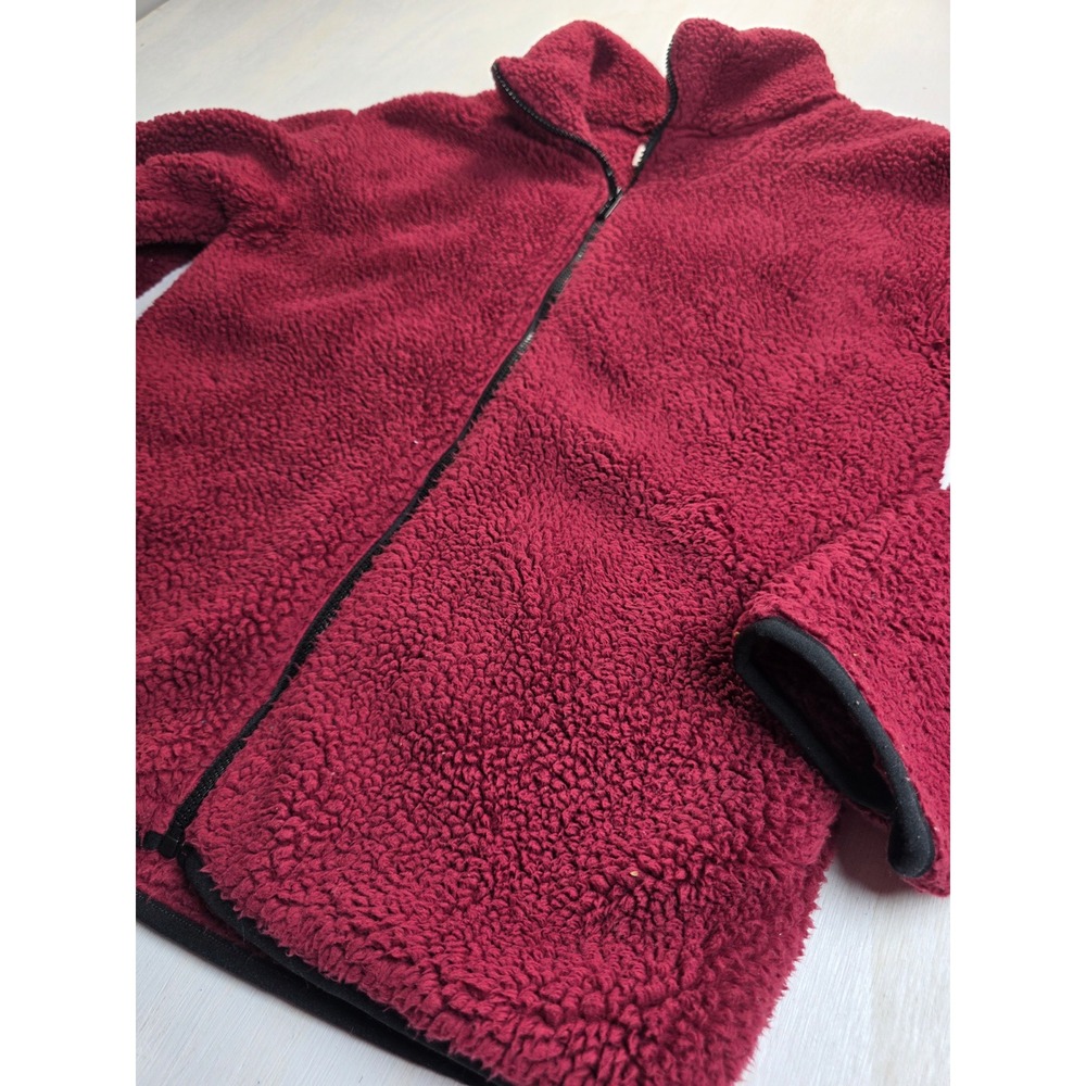 Victoria's Secret PINK Sherpa Fleece Jacket Burgundy Full Zip Teddy Coat Medium